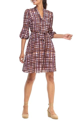 Gal Meets Glam Collection + Lindsey Painted Windowpane Tie Neck Dress