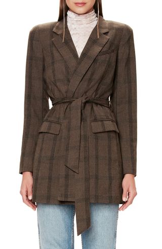 AFRM + Cosa Belted Plaid Blazer