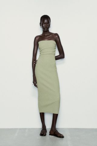 Zara + Textured Strapless Dress