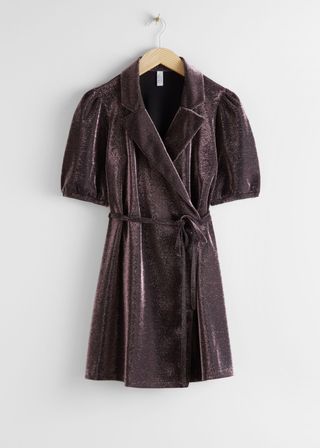 
Other Stories + Belted Glitter Mini Wrap Dress