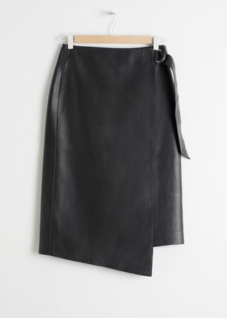 & Other Stories + Asymmetric Belted Leather Skirt