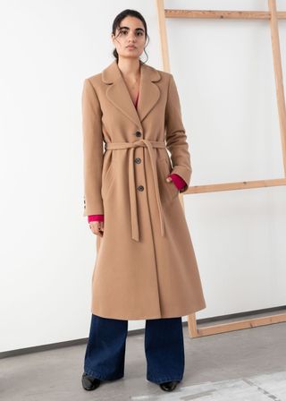 & Other Stories + A-Line Wool Blend Belted Coat