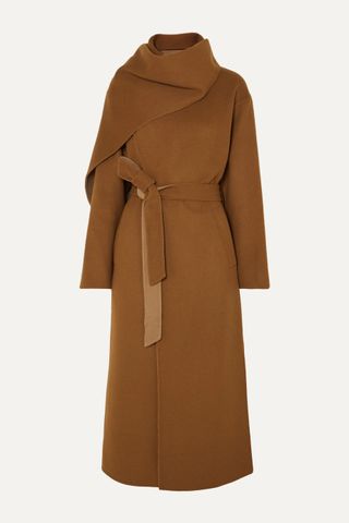 Deveaux + Draped Belted Wool Coat