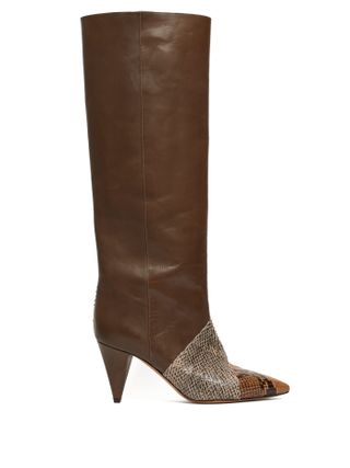 Isabel Marant + Laomi Snake-Effect Leather Knee High Boots