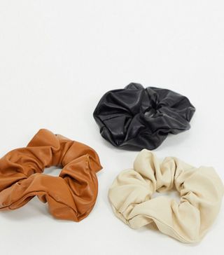 My Accessories London + Hair Scrunchie 3 X Multipack in Multi Faux Leather