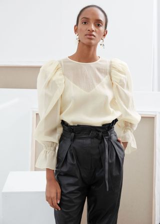 & Other Stories + Sheer Puff Sleeve Blouse