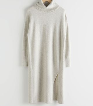 & Other Stories + Knitted Turtleneck Wool Blend Dress