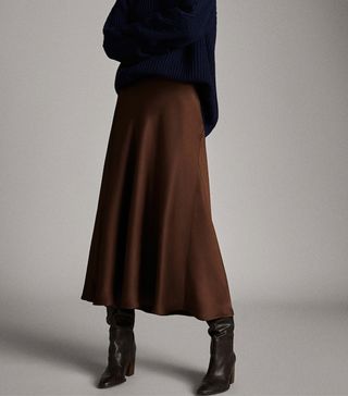 Massimo Dutti + Satin Midi Skirt