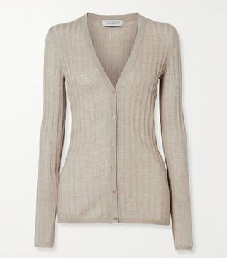 Gabriela Hearst + Homer Ribbed Pointelle-Knit Cashmere and Silk-Blend Cardigan