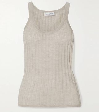Gabriela Hearst + Nevin Ribbed Pointelle-Knit Cashmere and Silk-Blend Tank