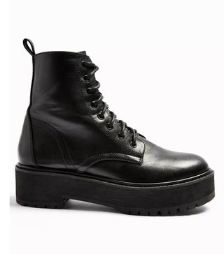 Topshop + Considered Oslo Vegan Black Chunky Lace Up Boots