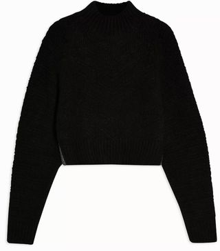 Topshop + Black Chevron Super Crop Knitted Jumper