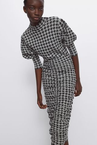 Zara + Jacquard Draped Dress