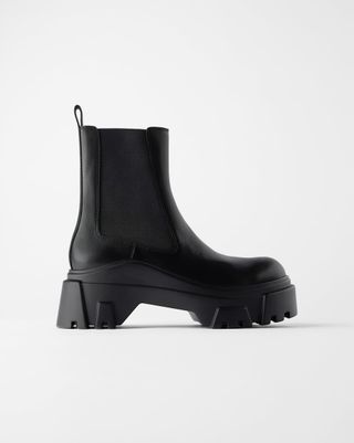 Zara + Leather Ankle Boots With Lug Soles