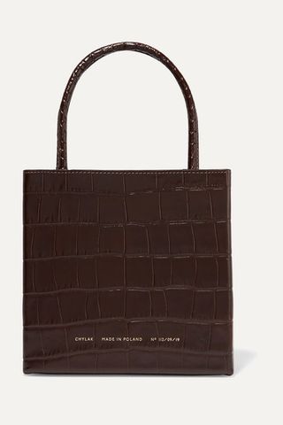 Chylak + Square Glossed Croc-Effect Leather Tote