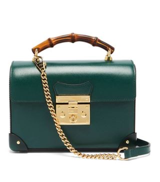 Gucci + Padlock Bamboo-Handle Leather Handbag