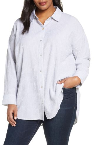 Eileen Fisher + Stripe Organic Cotton & Tencel Lyocell Shirt