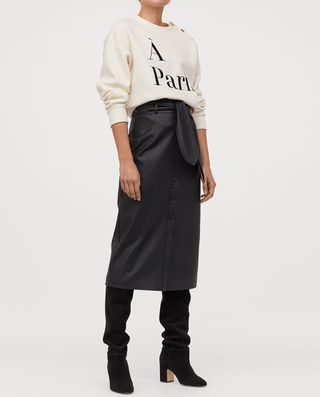 H&M + Faux-Leather Skirt
