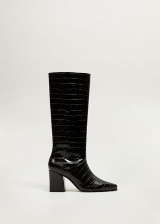 Mango + Croc-Effect Boots