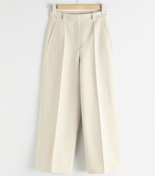 & Other Stories + Wide Leg Wool Blend Twill Trousers