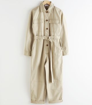 & Other Stories + Belted Cotton Utility Jumpsuit