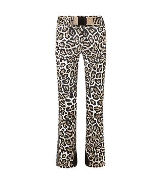 Goldbergh + Roar Belted Faux Leather-Trimmed Leopard-Print Ski Pants