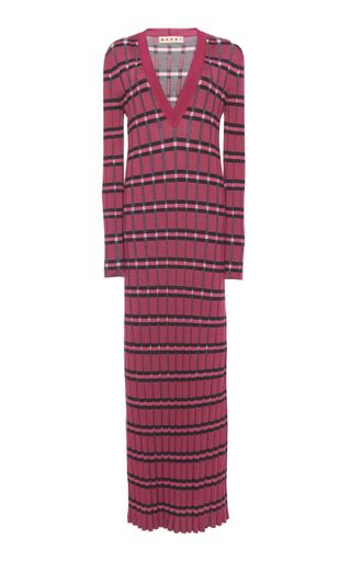 Marni + Striped Wool-Blend Dress