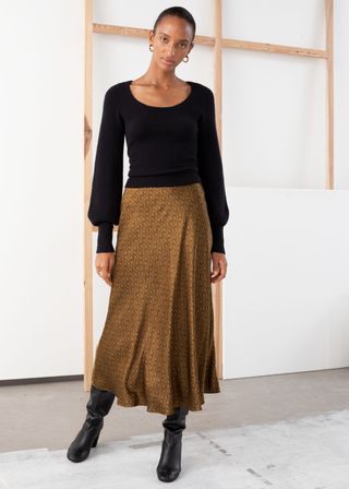 & Other Stories + Chain Print Satin Midi Skirt