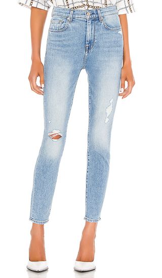 7 for All Mankind + High Waist Ankle Skinny with Destroy