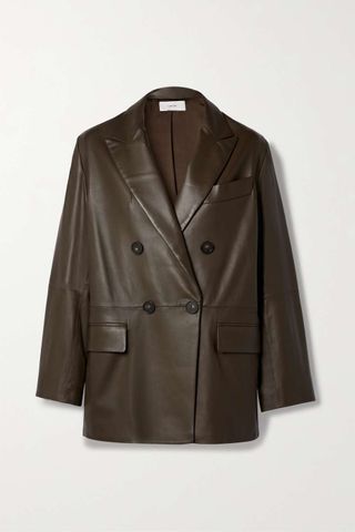 Vince + Double-Breasted Leather Blazer