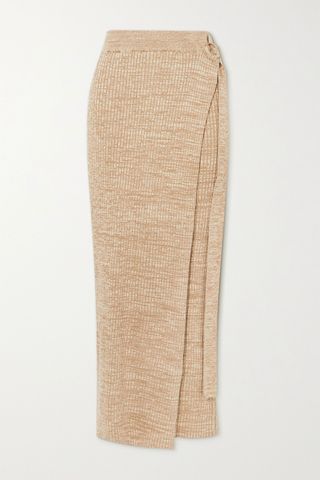 Anna Quan + Matilde Layered Ribbed Cotton Maxi Skirt