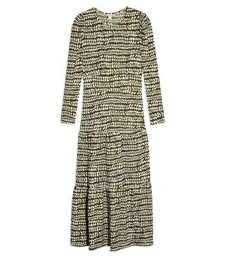 Topshop + Khaki Tiered Midi Dress