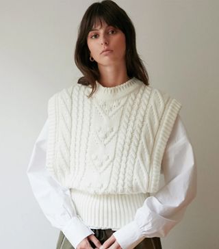 Pixie Market + Oversized Cream Knit Vest