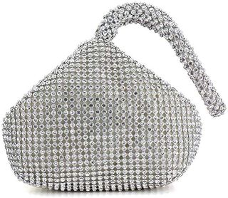 Meeto + Evening Clutches Handbag Crystal Diamante Pouch Shaped Wrist Hand Bag