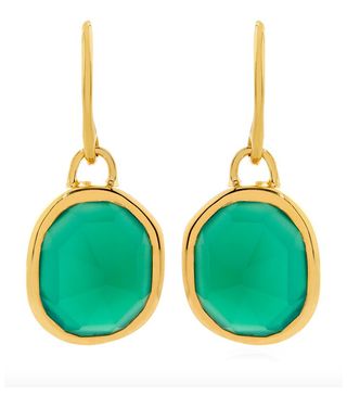 Monica Vinader + Green Onyx Siren Wire Earrings