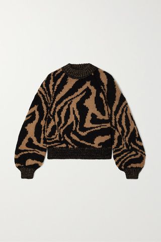 Ganni + Jacquard Wool and Alpaca-Blend Sweater