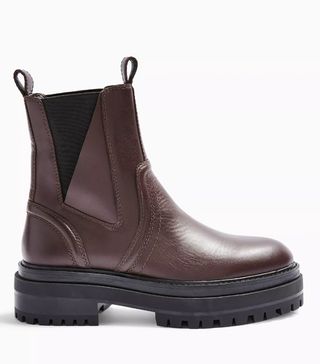 Topshop + Argan Leather Burgundy Chelsea Boots