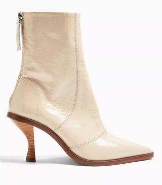 Topshop + Madison Cream Pointed Leather Boots