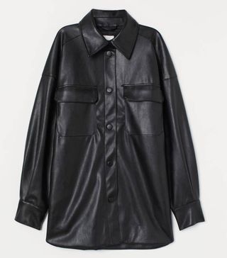 H&M + Imitation Leather Shirt Jacket