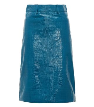 Dodo Bar Or + Lolitta Crocodile-Effect Leather Skirt