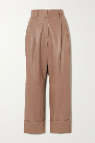 Brunello Cucinelli + Leather Straight-Leg Pants