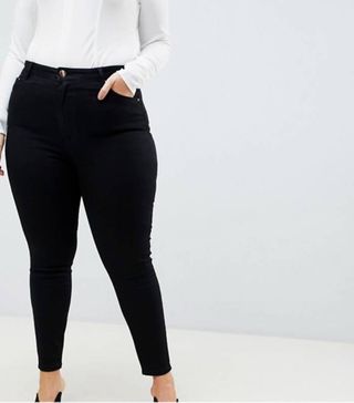 ASOS + Ridley High Waisted Skinny Jeans in Clean Black
