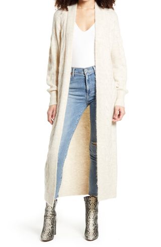 Leith + Cozy Cable Knit Longline Cardigan