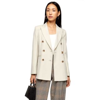 Topshop + Six Button Double Breasted Suit Blazer