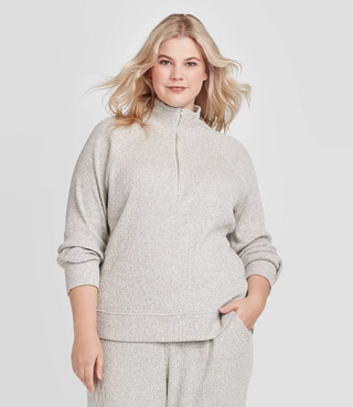 Who What Wear x Target + Mock Turtleneck Cozy Half Zip Sweatshirt