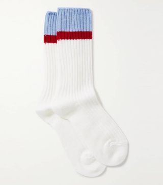 Maria La Rosa + Cross Fit Striped Ribbed Merino Wool-Blend Socks