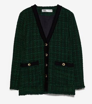 Zara + Contrast Tweed Jacket