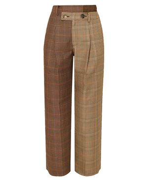Andersson Bell + Fifty Fifty Asymmetric Checked Wool-Blend Tweed Straight-Leg Pants