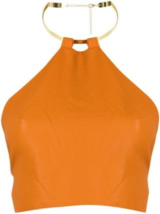 House Of Sunny + Faux-Leather Halter Top