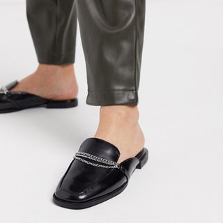 ASOS Design + Miriam Chain Detail Square Toe Loafers